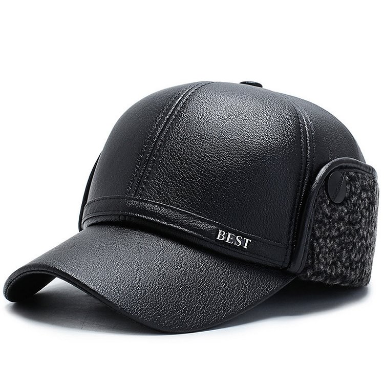 Men's PU Leather Warm Baseball Cap Tactical Cap