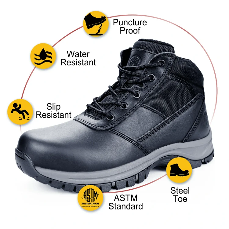 Men's Steel Toe Waterproof Kevlar Puncture Resistant EH Work Boots Slip Resistant Work Shoes