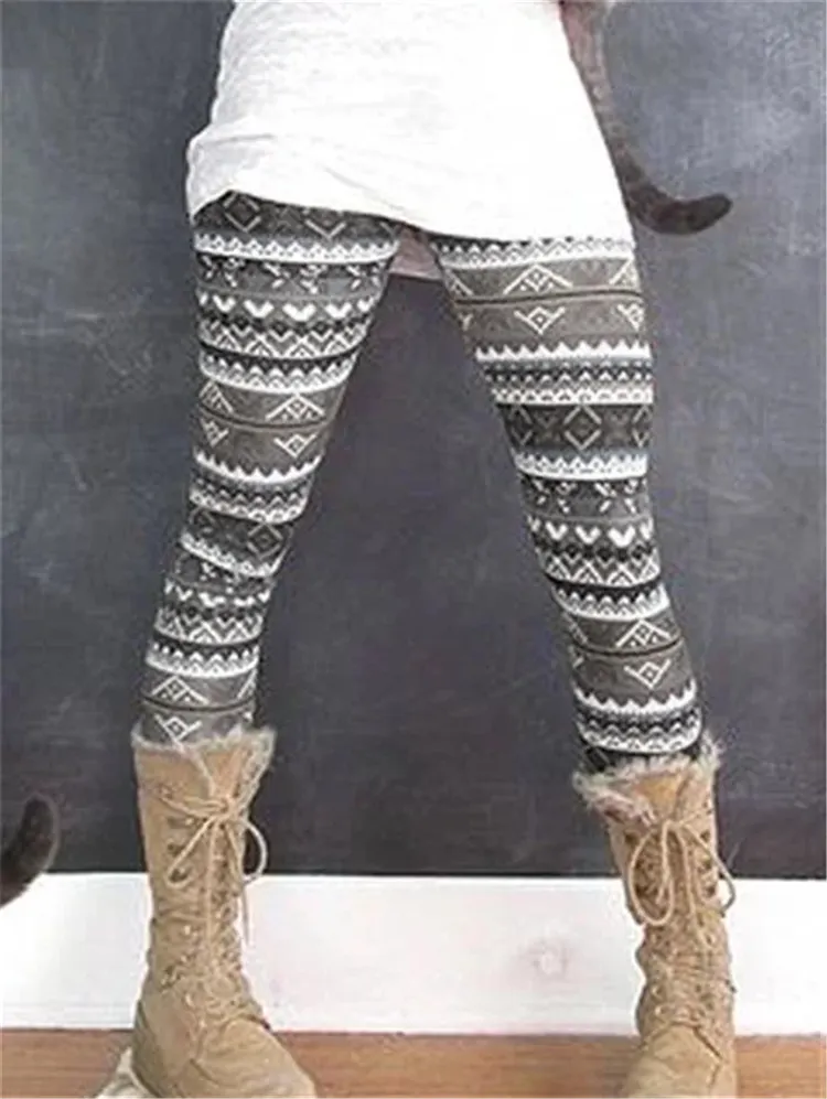 Churchf Churchf WISH Striped Print Versatile Slim Leggings