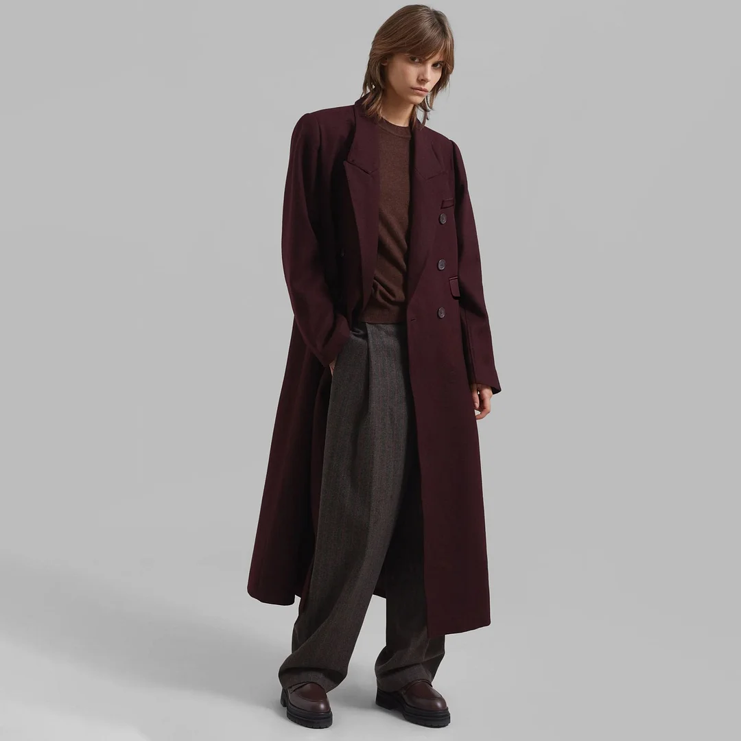 Toloer Toloer Temperament Windbreaker Coat Female 2024 Autumn New Casual Wind Pure Color Versatile Senior Sense Long Coat Female-Outfit Ideas