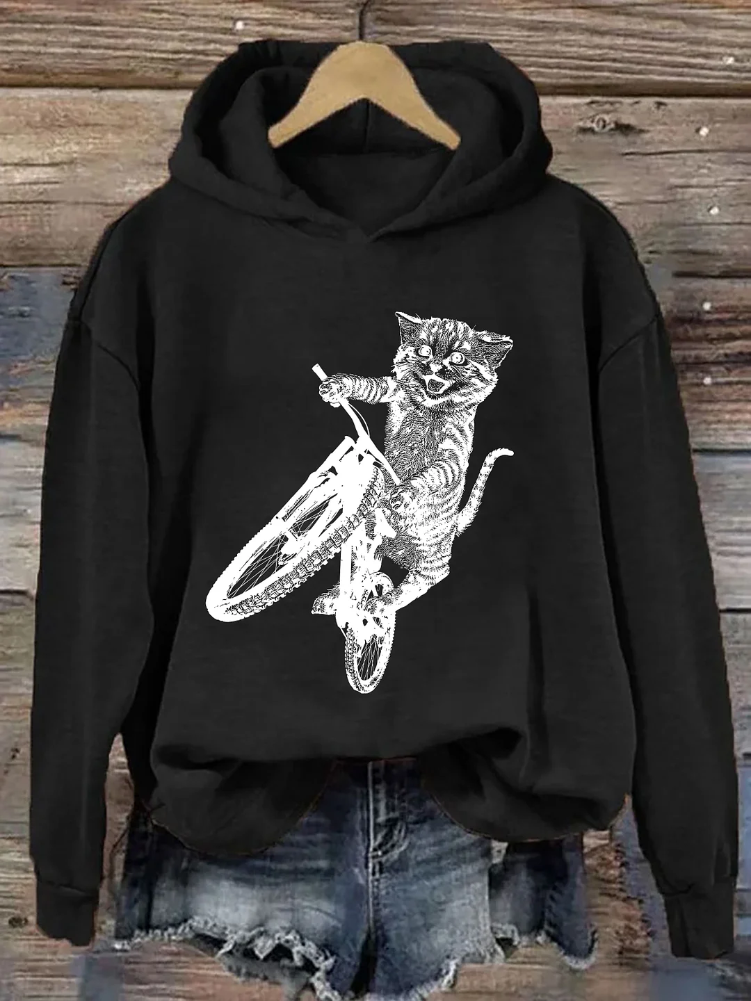 Cat Riding A Bicycle Hoodie