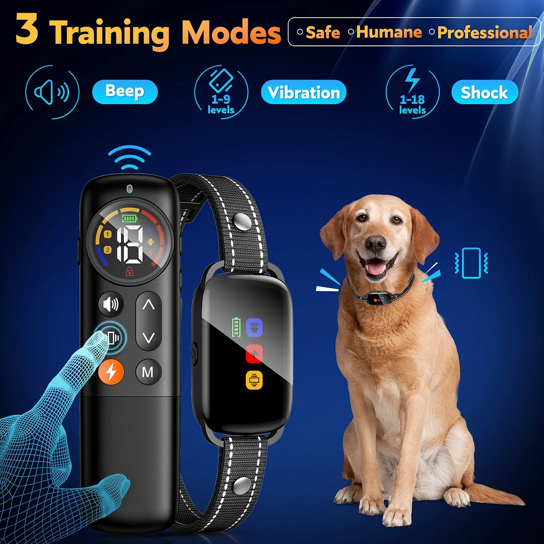 BEBANG Dog Training Collar with Remote, Waterproof Shock Collar with 3 Training Modes for Large Medium Small Dogs, Security Lock