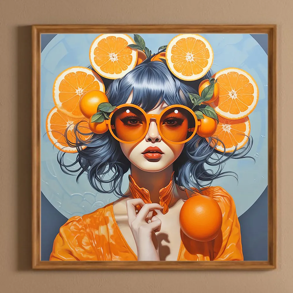 Full Round Diamond Painting 40*40cm - Orange Girl