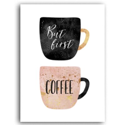 But First Coffee Colorful Cups Coffee Kitchen Prints Poster Nordic Canvas Paintings Wall Art Pictures Living Room Home Decor