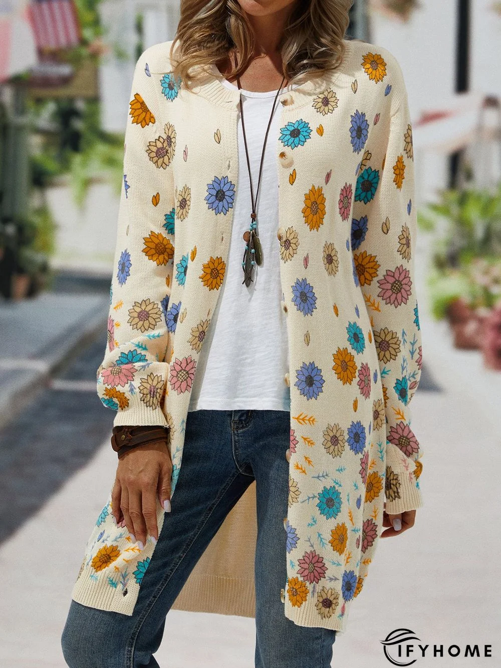 Casual Pattern Cardigan Long Sleeve Sweater coat | IFYHOME