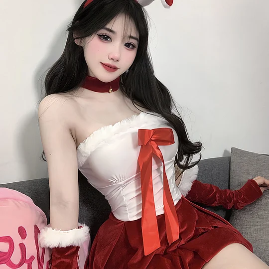 [Wetrose] In Stock Sexy Lingerie Christmas Gift Girl Cosplay Costume Bunny Girl Skirt Set
