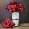 10 Bushes | Burgundy Artificial Silk Tiger Lily Flowers, Faux Bouquets