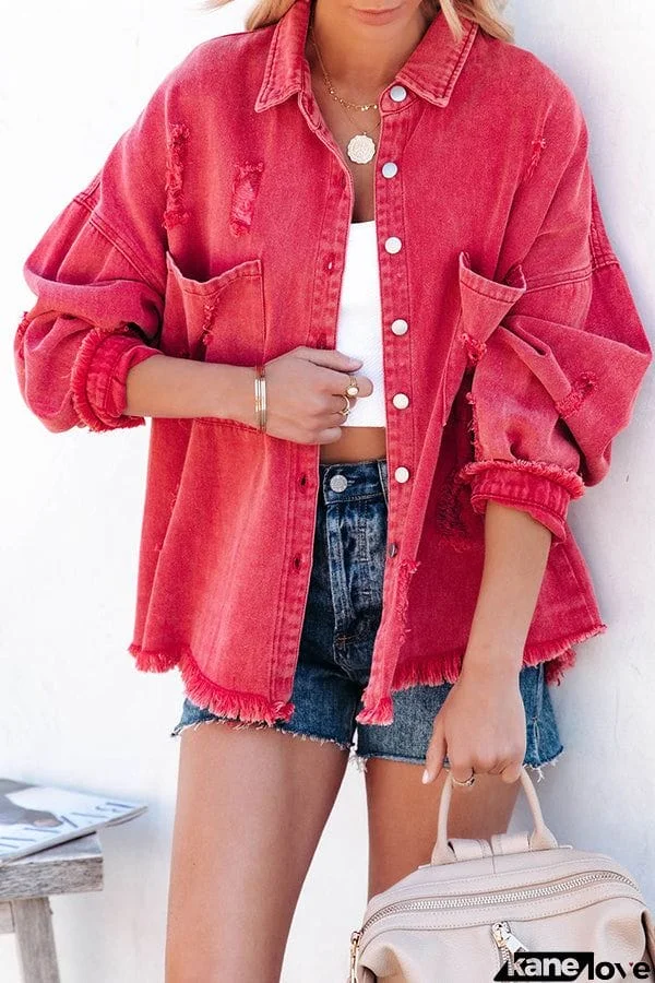 Let's Rock It Distressed Denim Jacket