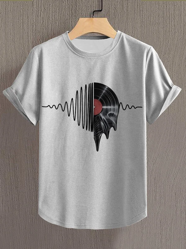 Men's Music Disk Graphic Print Casual T-Shirt