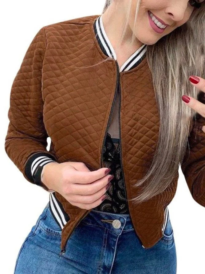 Loosen Plain Stand Collar Outerwear