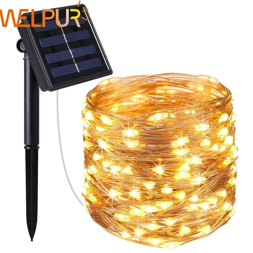 New year Solar Lamp LED Outdoor 12m/7m LED String Lights Fairy Holiday Christmas Party Garlands Solar Garden Waterproof Lights