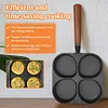 4 Hole Omelet Pan Nonstick Frying Grill Pan for Burger Egg Ham Pancake Cookware