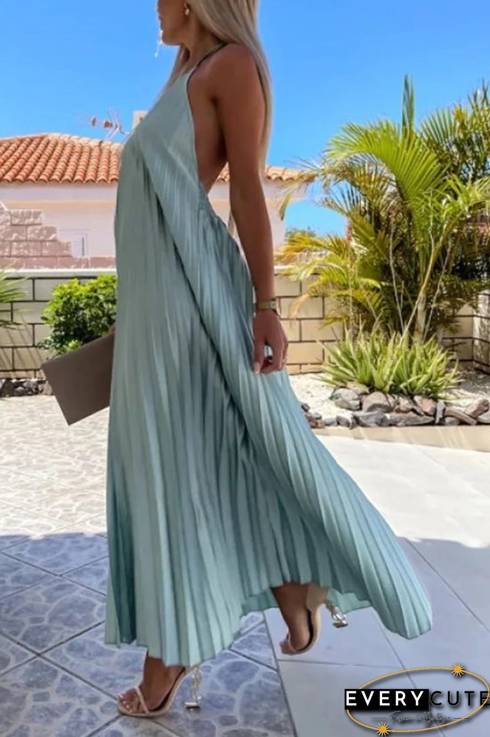 Breeze Slip Pleated Maxi Dress