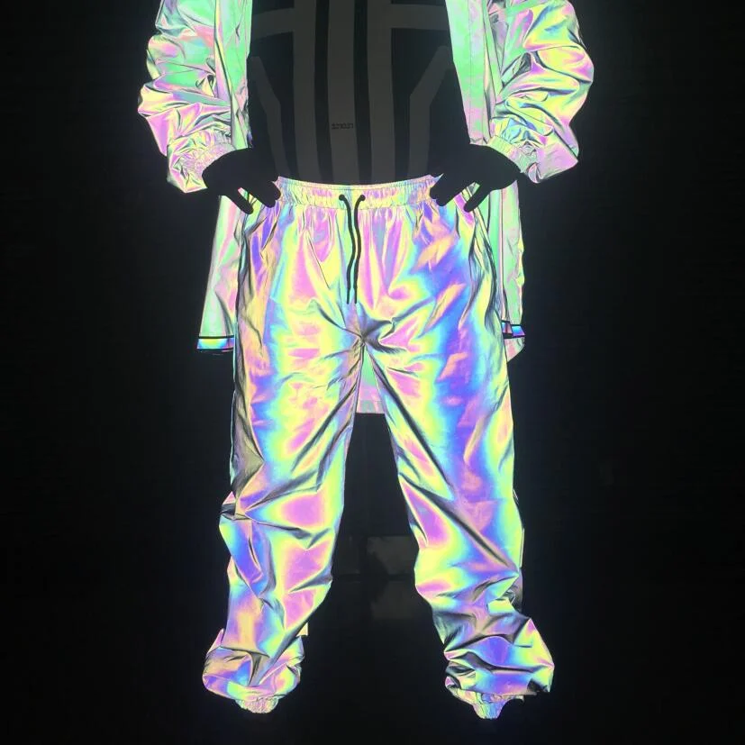 Toloer Spring And Autumn Colorful Reflective Pants Outdoor Leisure Hip Hop Hip Hop Pants Large Size Seven Color Reflective Pants-Outfit Ideas