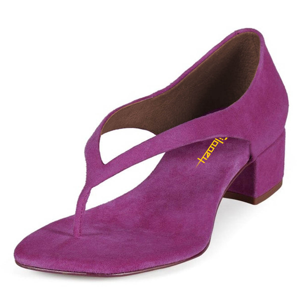 Flip Flop Square Toe Block Heel Purple Summer Sandals for Women Nicepairs