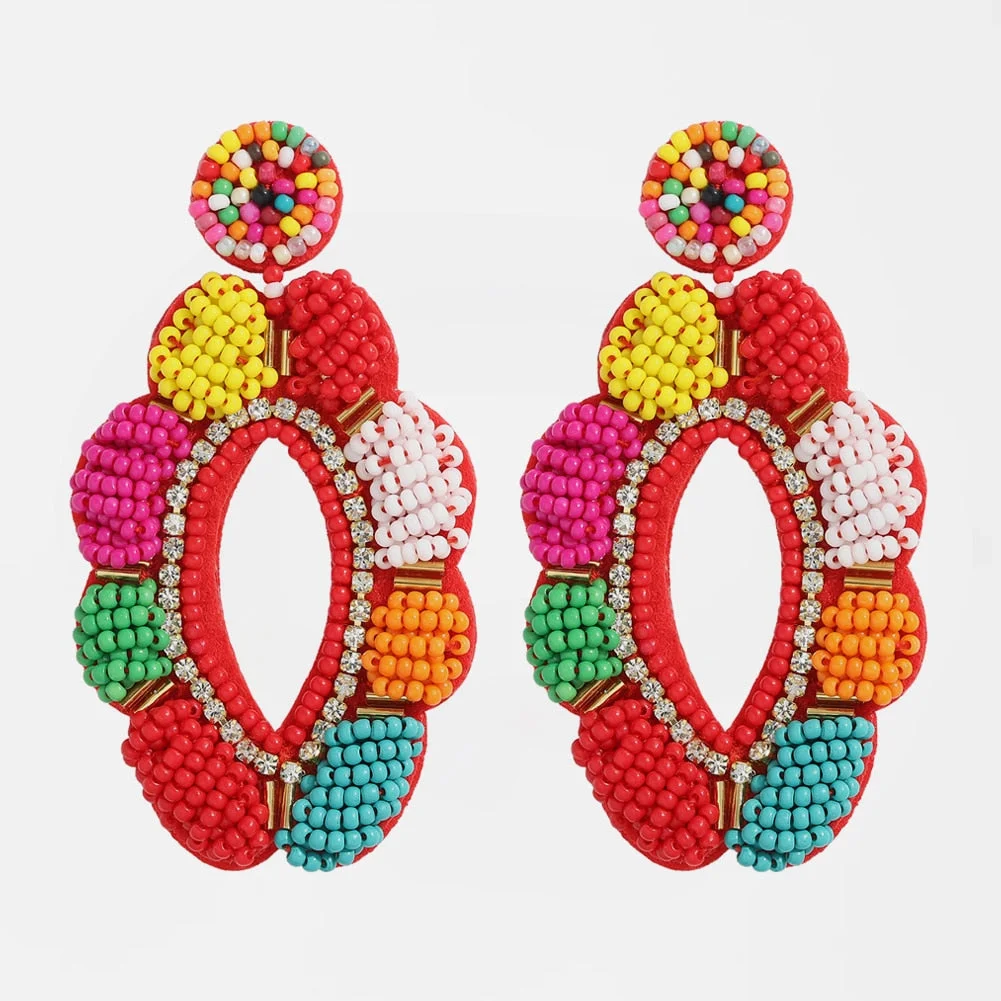 Dvacaman Boho Handmade Beaded Leaf Parrot Pendant Earrings for Women 2022 New Design Wedding Jewelry Korean Drop Dangle Earrings