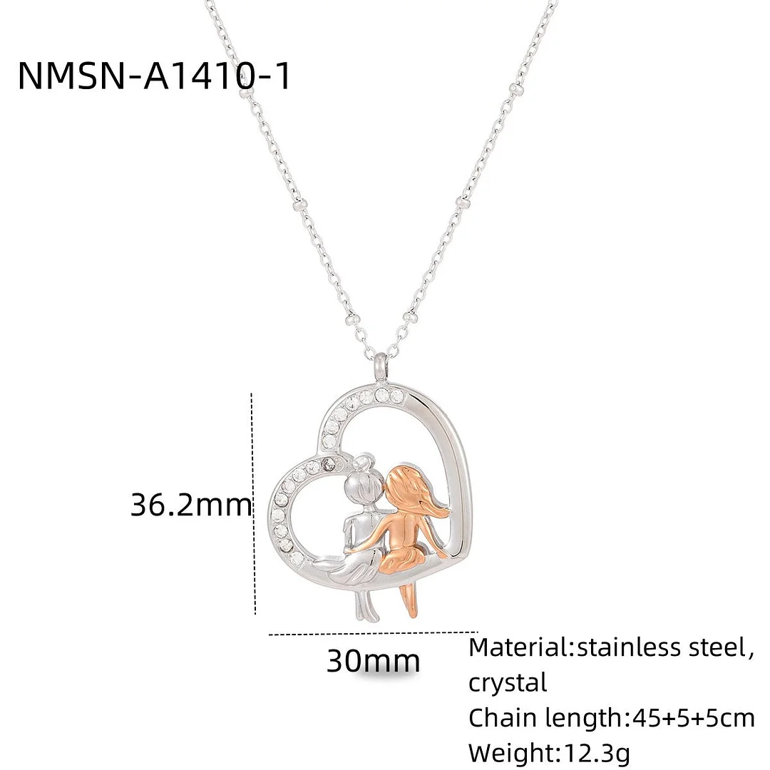 Mother's Day Father's Day Love Diamond Titanium Steel Necklace