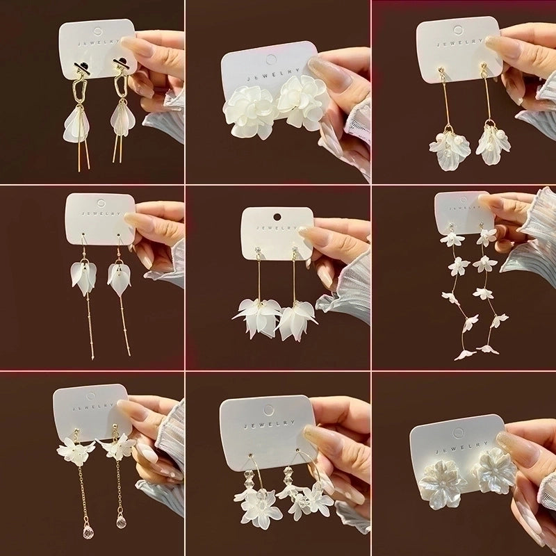 1 Pair Fashion Flower Alloy Plating Artificial Pearls Women’s Drop Earrings