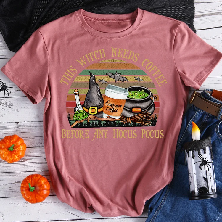 This Witch Needs Coffee Before Any Hocus Pocus T-Shirt-06886