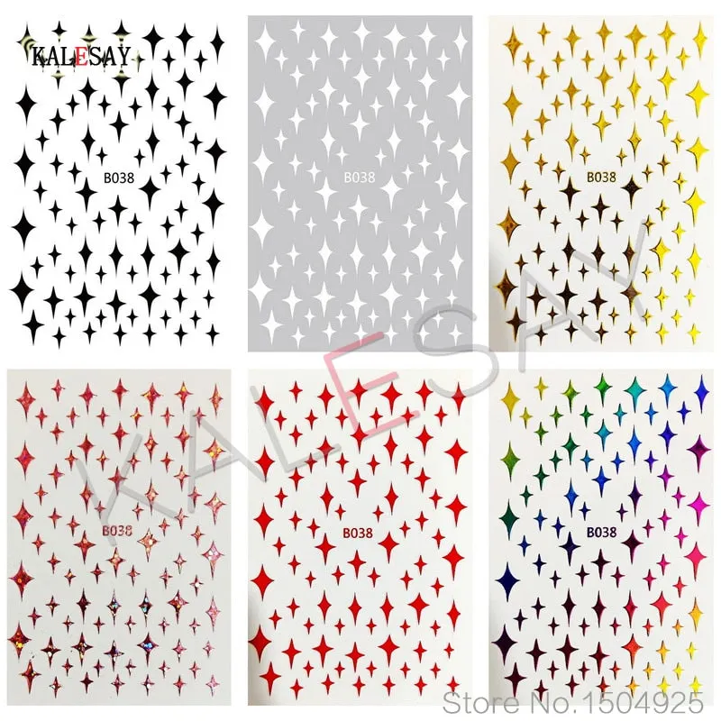 Fashion Nail Art Stickers Red Love Heart Star Light Manicure Design Nail Accessories Self Adhesive Decoration Nail Art Decor