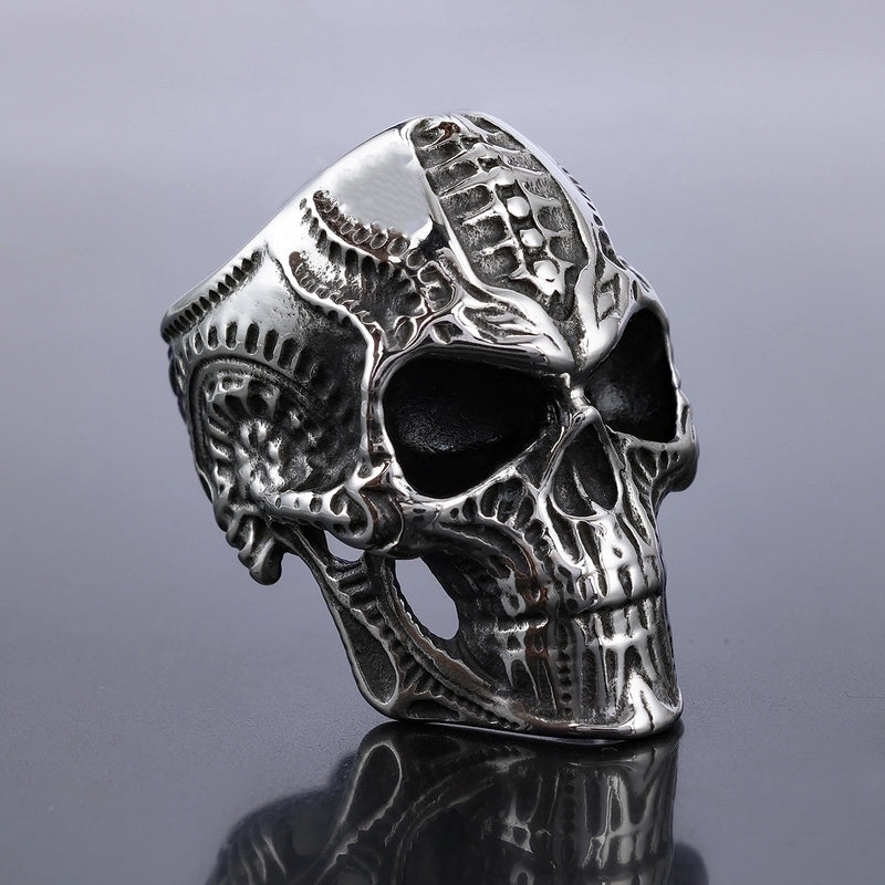 Retro Exaggerated Punk Skull 304 Stainless Steel Halloween Men’S Rings