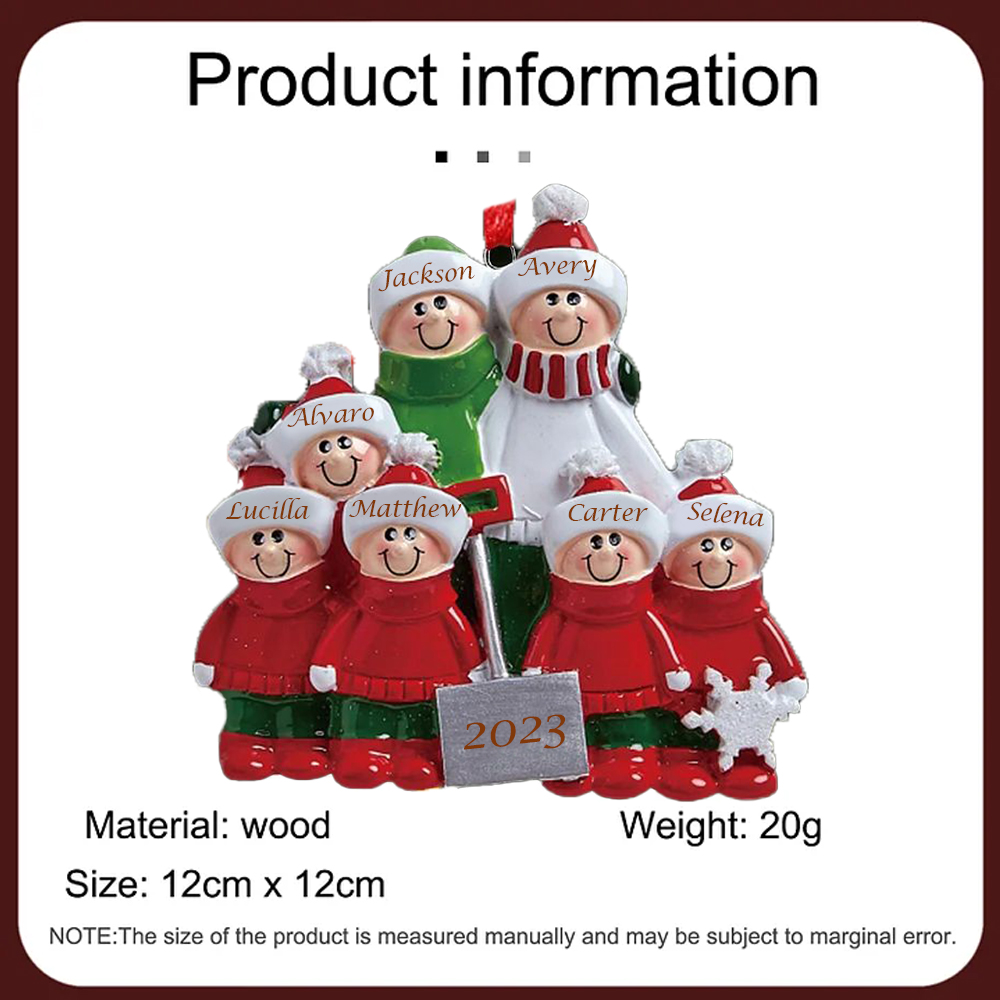 Bianco Natale mille candele... Ornamenti familiari ciondolo per albero di Natale 7 nomi personalizzati