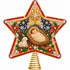 DIY Diamond Painting Christmas Tree Topper Star, Acrylic Holiday Tree Top Decoration with Spring Base, Removable Tabletop Christmas Decor