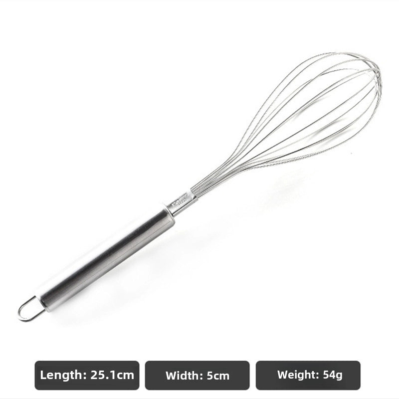 304 Stainless Steel Egg Beater Manual Thickening Manual Mixing Rod And Noodle/egg Whisk Lengthened Baking Tool