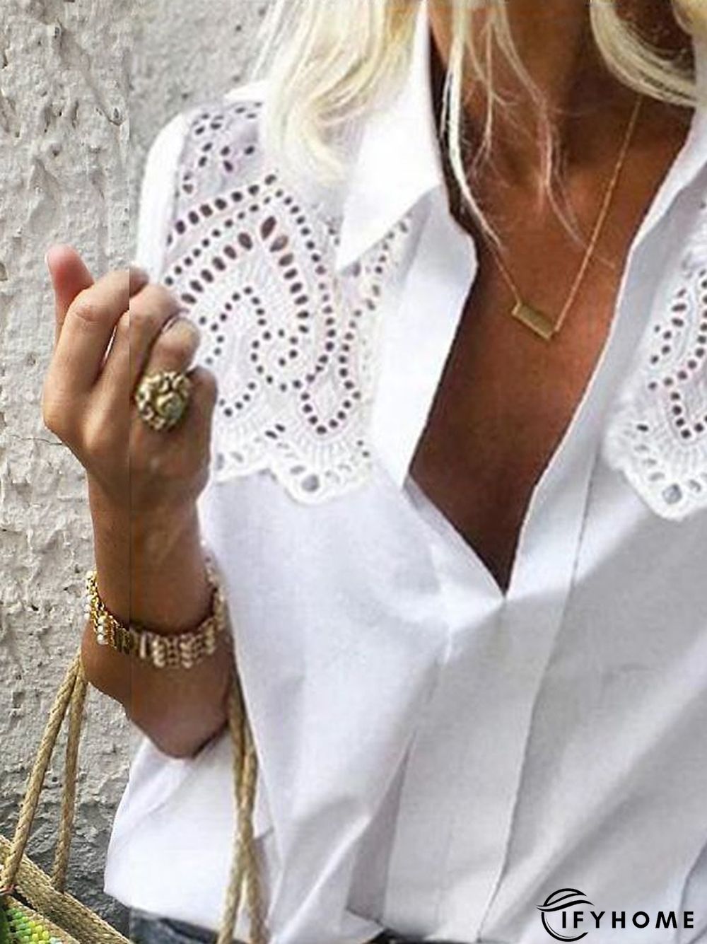 Shirt Collar Cotton Blouse | IFYHOME