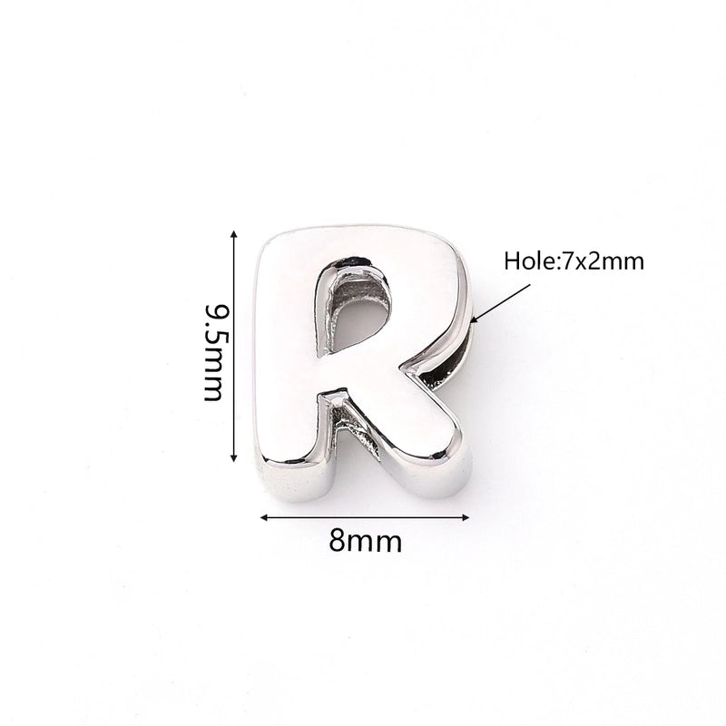 1 Pc/Package 9.5x6mm 9.5×7.5mm 9.5x8mm 7x2mm Copper White Gold Plated Letter Bubble Polished Beads