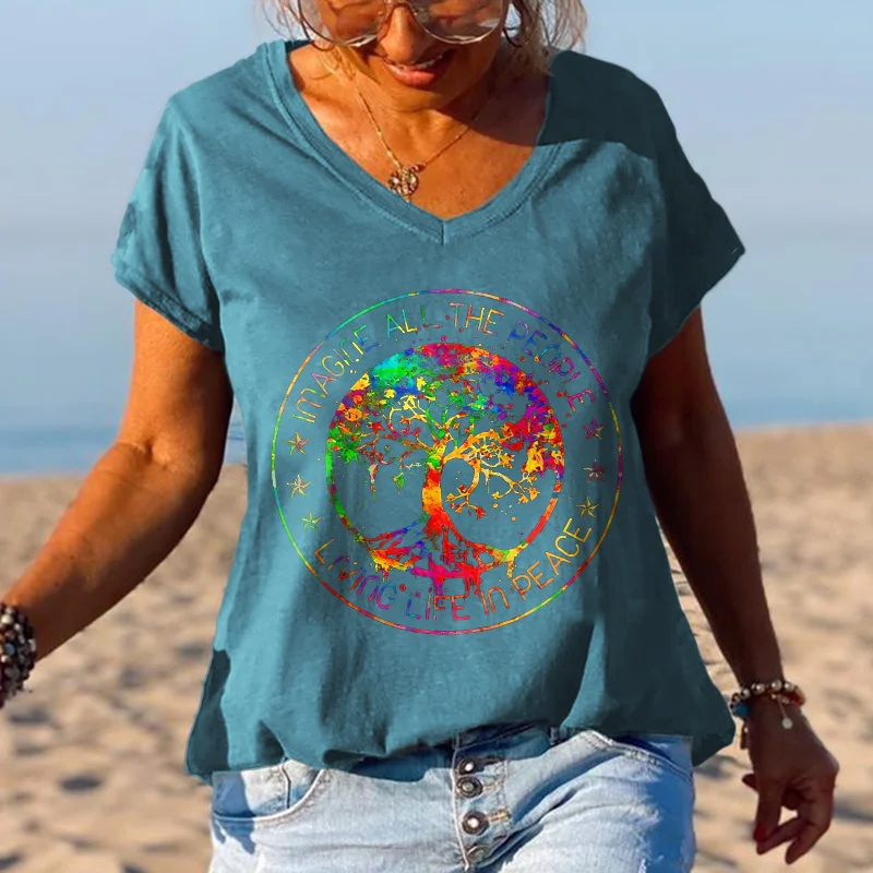 Imagine All The People Living Life In Peace Tee