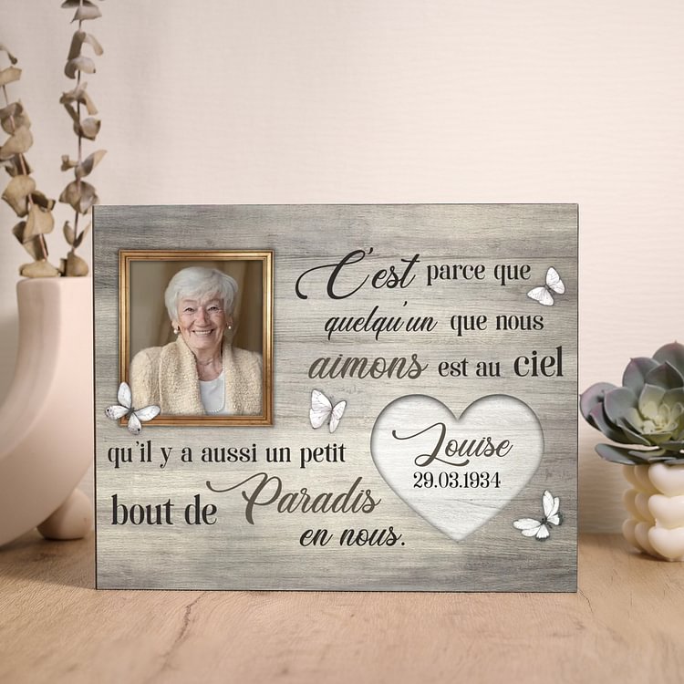 Cadre en bois 1 Prénom personnalisé avec Photo et date