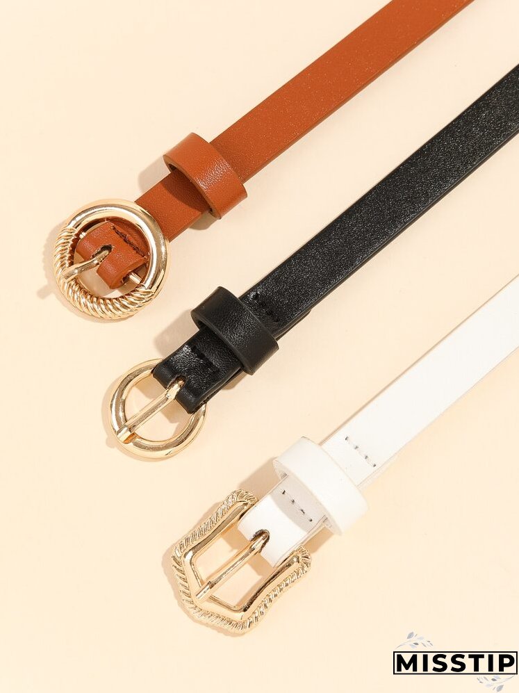 3pcs Metal Buckle Belt
