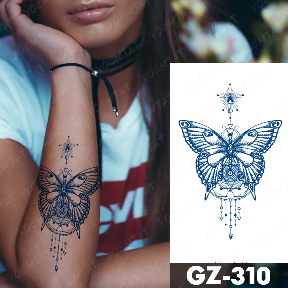 Sdrawing Juice Lasting Ink Waterproof Temporary Tattoo Sticker Genipin Herbal Tatoo Women Body Art Fake Tatto Snake Flower