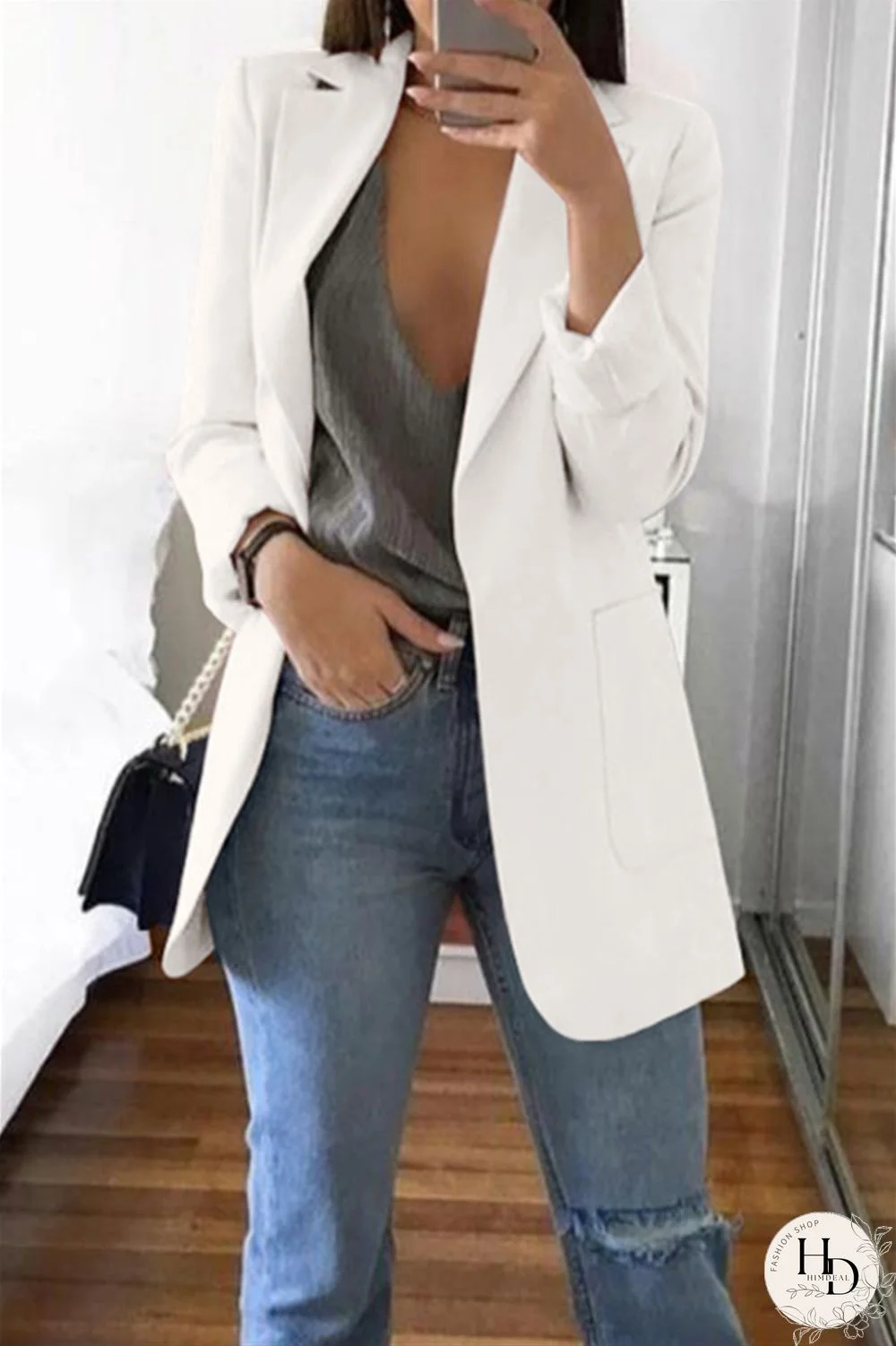 Black Casual Long Sleeves Suit Jacket