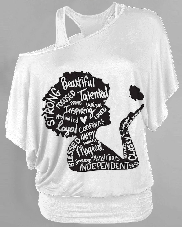 Black Girl Magic Bat Double Layer 2 Pieces Loose Top T-shirt