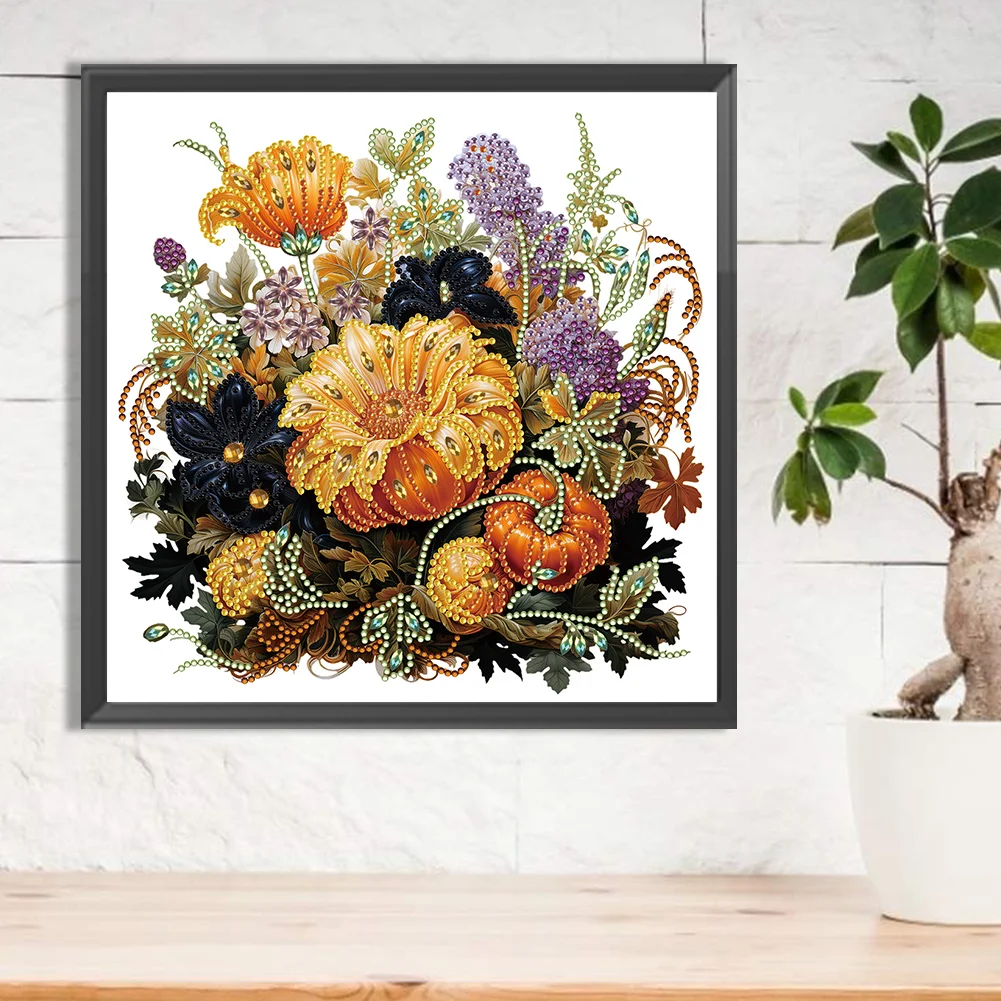 Diamond Painting - Partial Special Shaped Drill - Pumpkin Sunflower(Canvas|30*30cm)