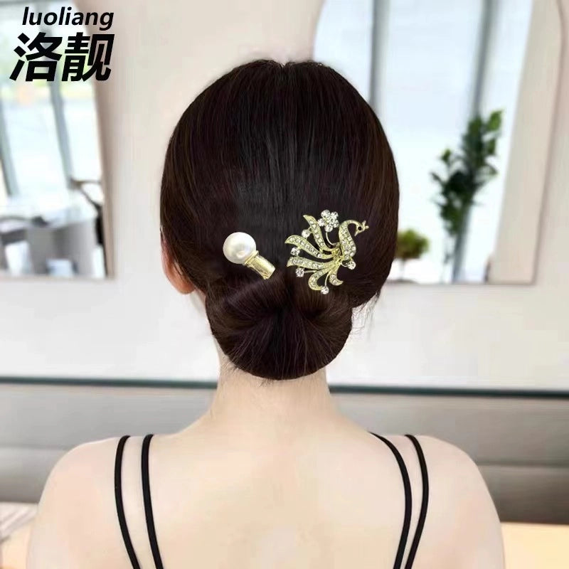 Women’s Minimalist Peacock Feather Flower Alloy Plating Inlay Rhinestones Hair Band