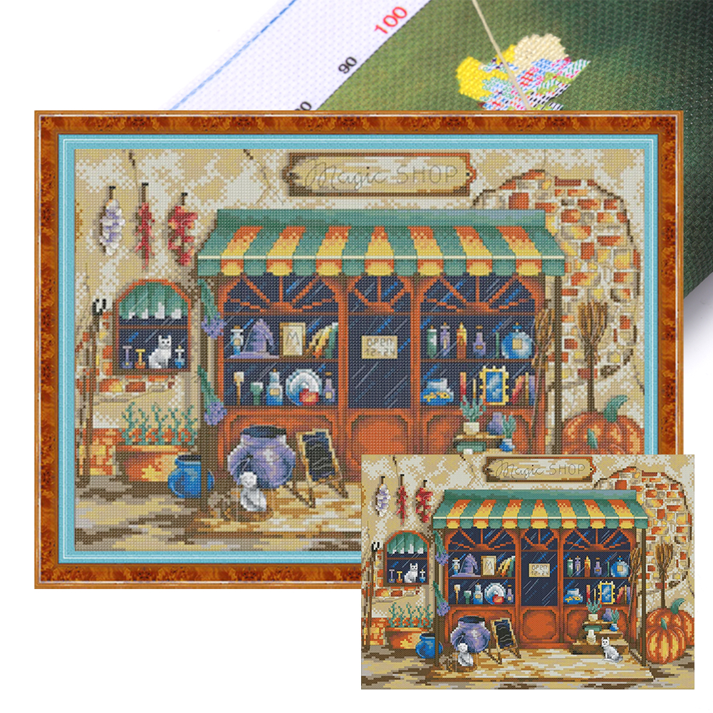 Grocery Store Full 14CT Pre-stamped Canvas(42*32cm) Cross Stitch