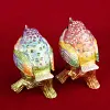 Metal enamel cartoon cute bird home decoration storage box