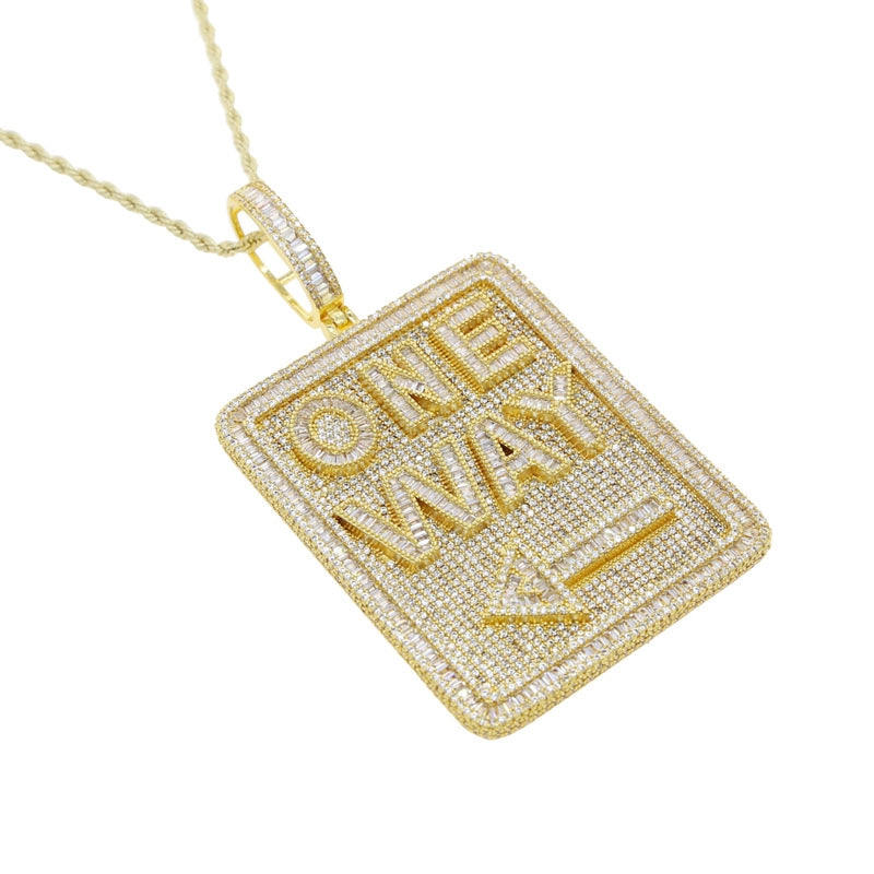 Hip-Hop Letter Copper Inlay Zircon Men's Pendant Necklace Men Pendant Necklaces