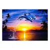 Diamond Painting-5D Full Drill Sunset Dolphin
