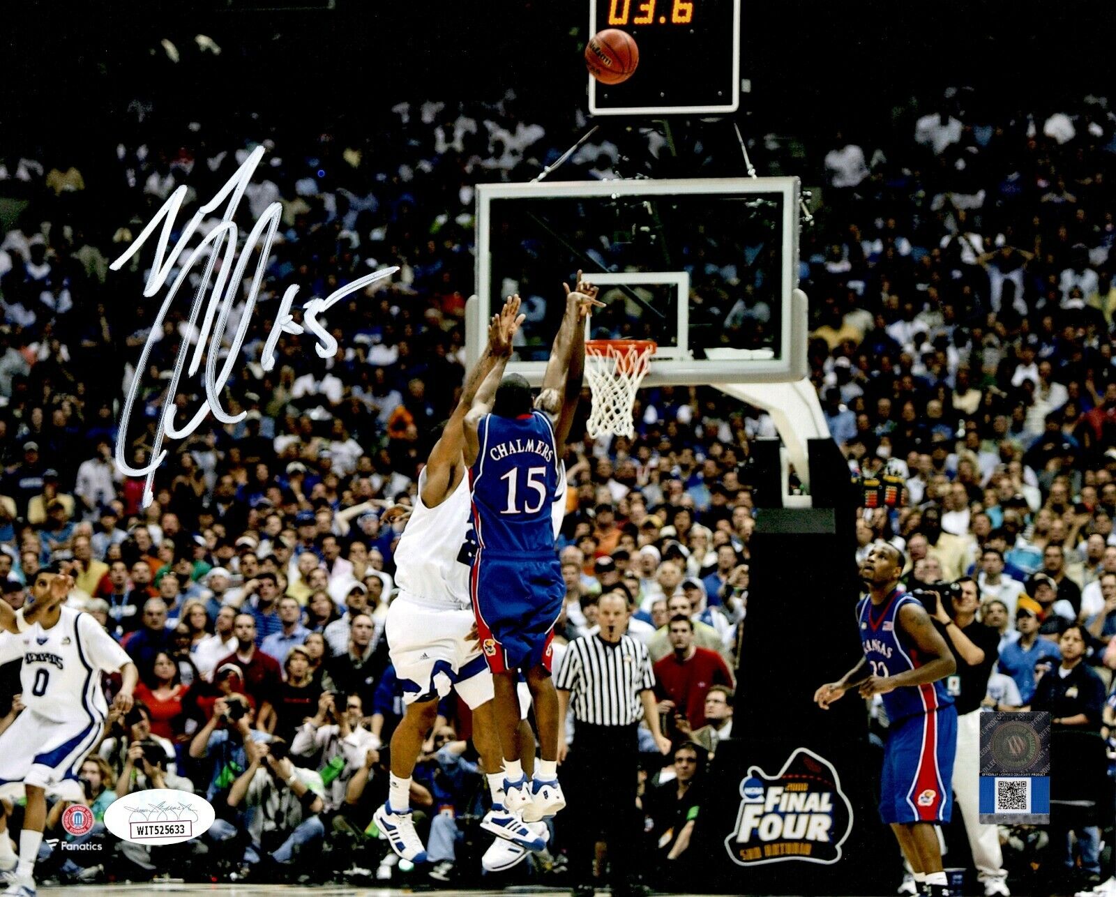 Mario Chalmers autographed signed 8x10 Photo Poster painting NCAA Kansas Jayhawks JSA ITP COA