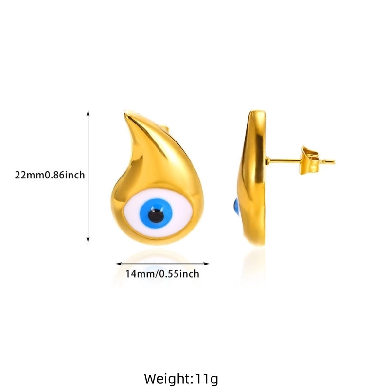 1 Pair Classical Exaggerated Funny Devil’s Eye Water Droplets 304 Stainless Steel Stainless Steel Earrings