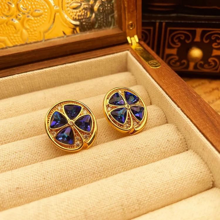 Sapphire petal niche earrings