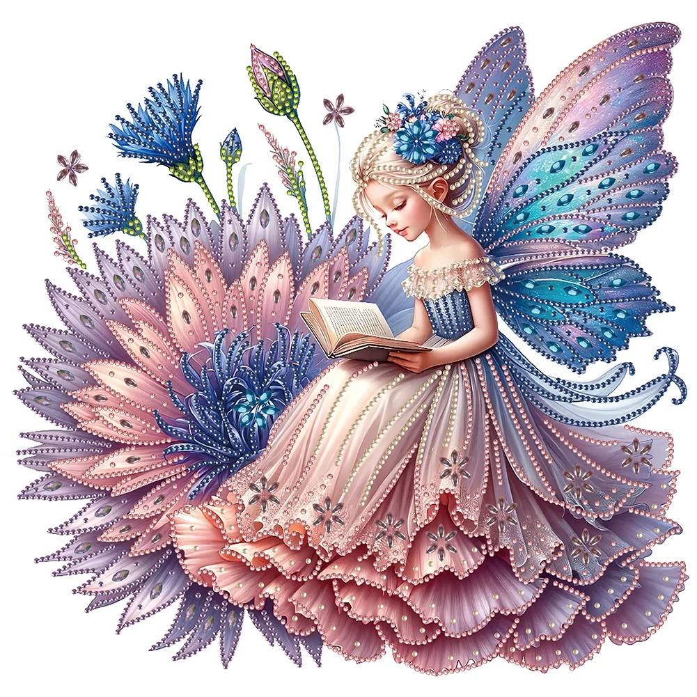 Partial Special-shaped Crystal Rhinestone Diamond Painting - Butterfly Fairy Girl(Canvas|30*30cm)