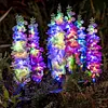 4Pcs Outdoor Solar Garden Lights Waterproof Led Violet Flower Shape Stake Light Reusable Violet Gardening Stake Lighting for Courtyard Landscape Lawn Light