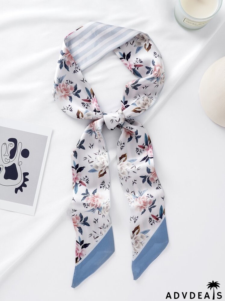 Flower Print Twilly Scarf