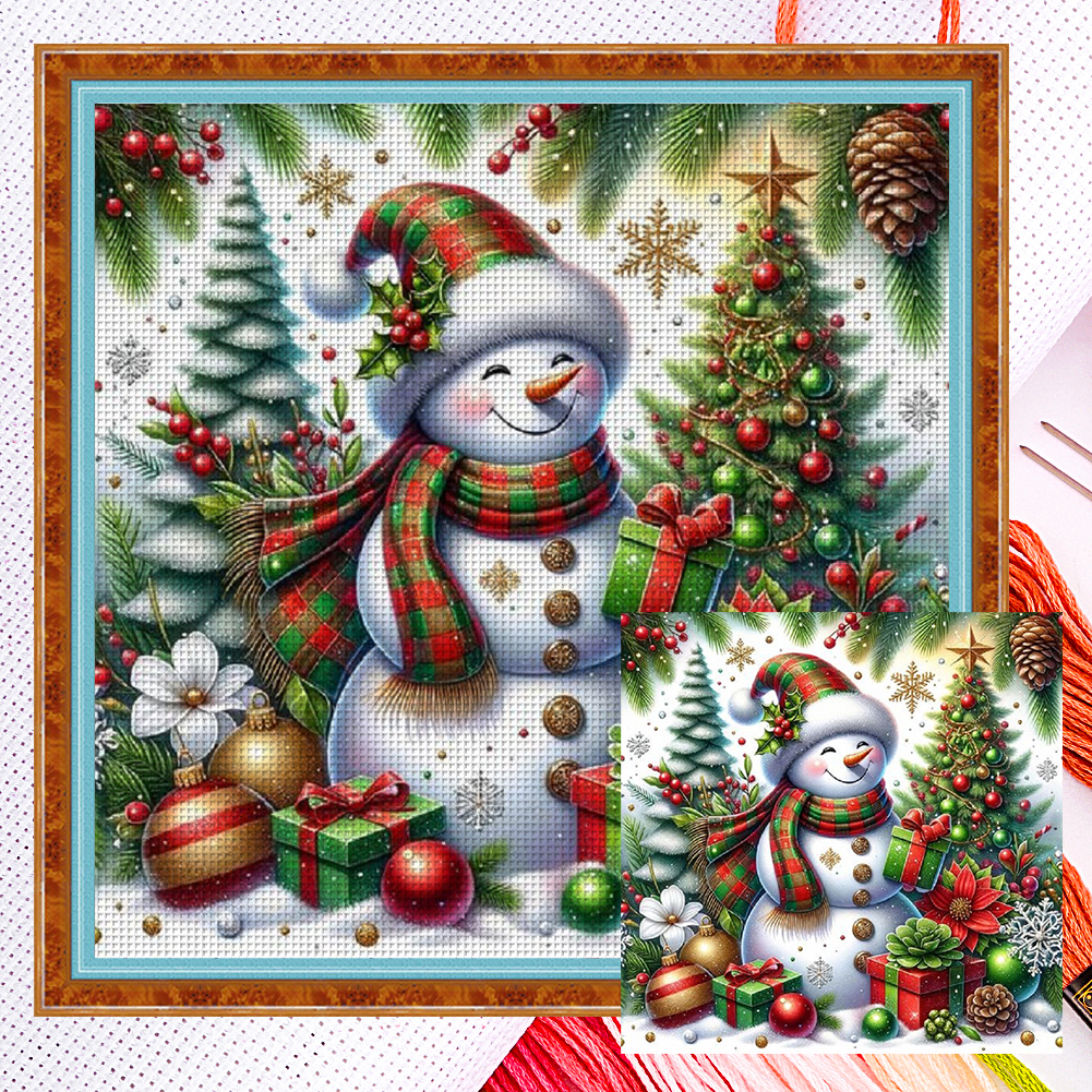 Christmas Snowman Full 11CT Counted Canvas(50*50cm) Cross Stitch
