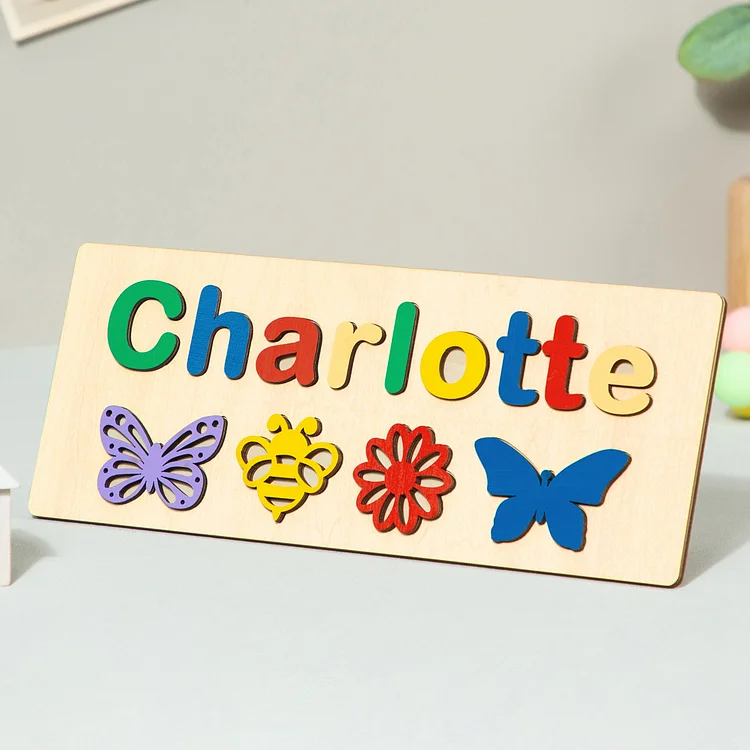 Personalized Name Puzzle Bee Flower Baby Early Learning Toys